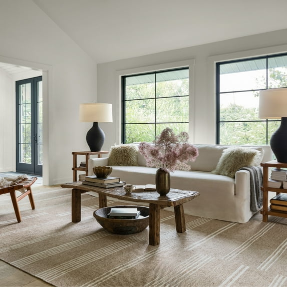 Rugs USA Birchwood Reversible Striped Wool Area Rug, 4' x 6', Birchwood Dark Beige