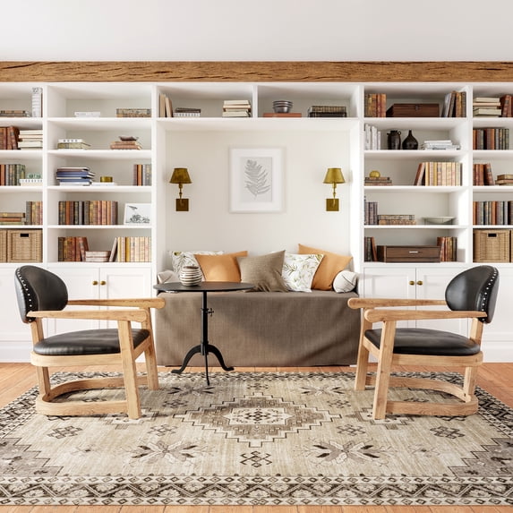 Rugs USA Clovebud Geometric Machine Washable Area Rug, 4' x 6', Clovebud Beige