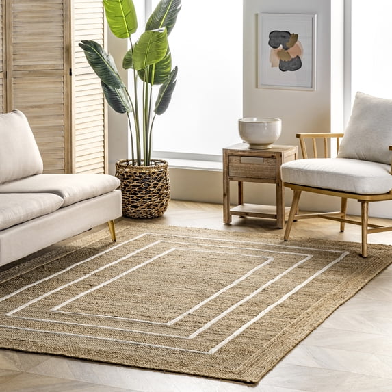 Rugs USA Elemore Geometric Jute Area Rug, 5' x 8', Elemore Ivory