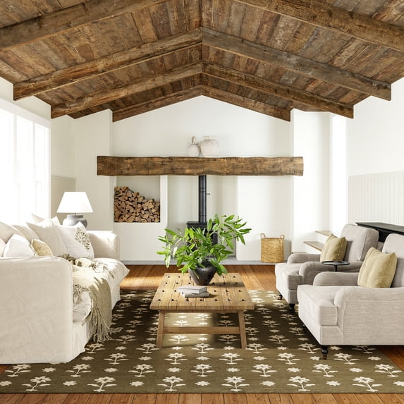 Rugs USA Ella Wool Area Rug, 2' 6" x 8', Runner, Ella Olive Green