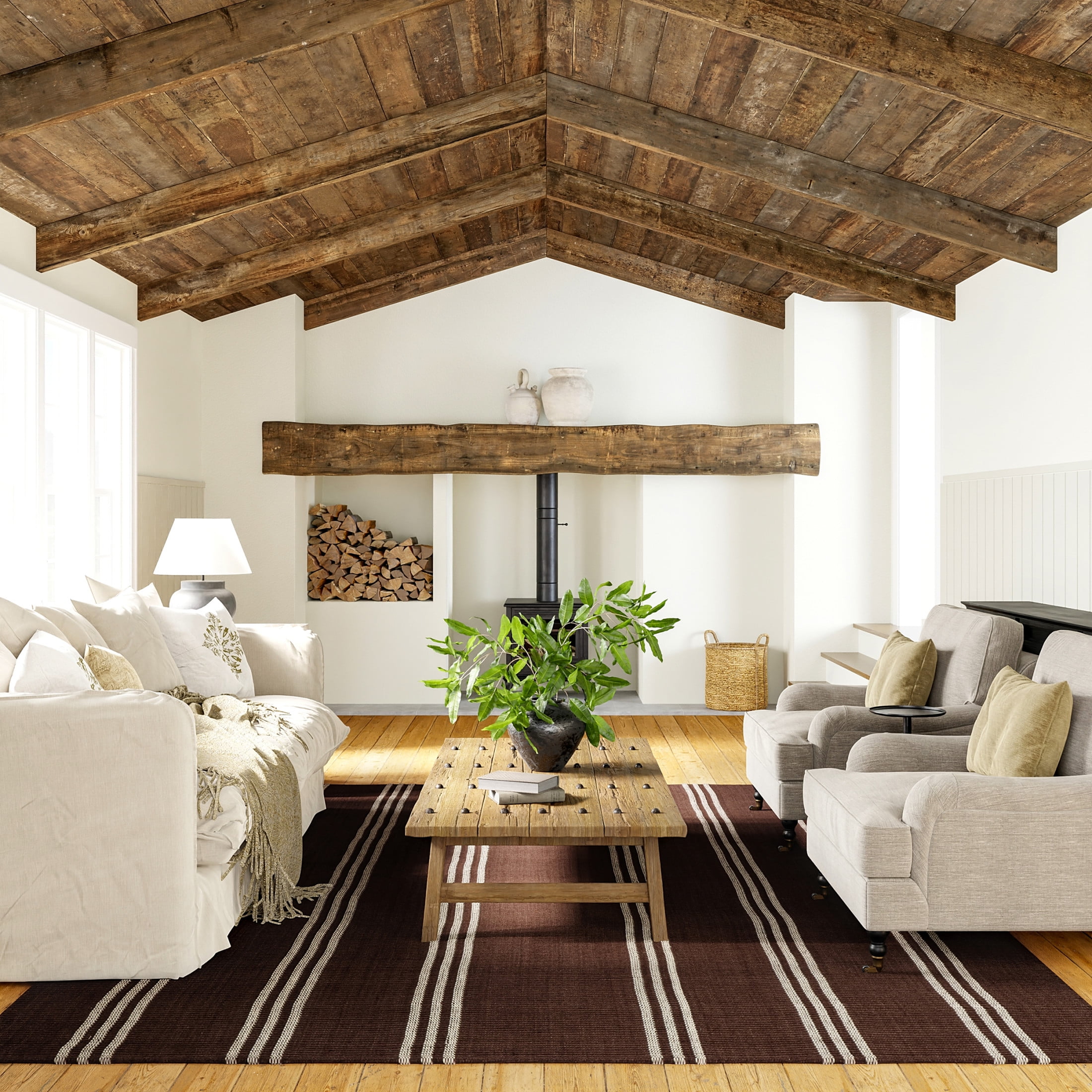 Hawthorn Dark Brown Wool Striped 10' x 14' Area Rug