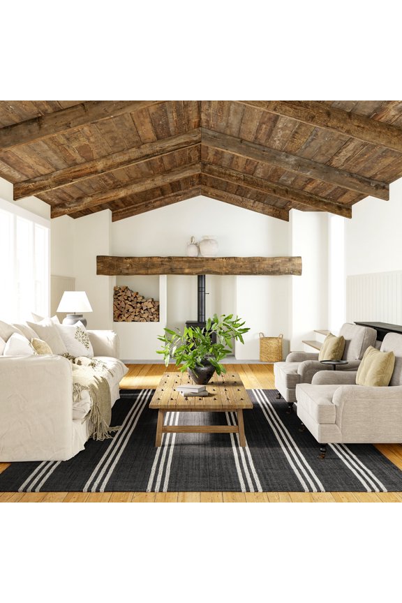 Hawthorn Striped Wool Area Rug, 5' x 8', Hawthorn Charcoal
