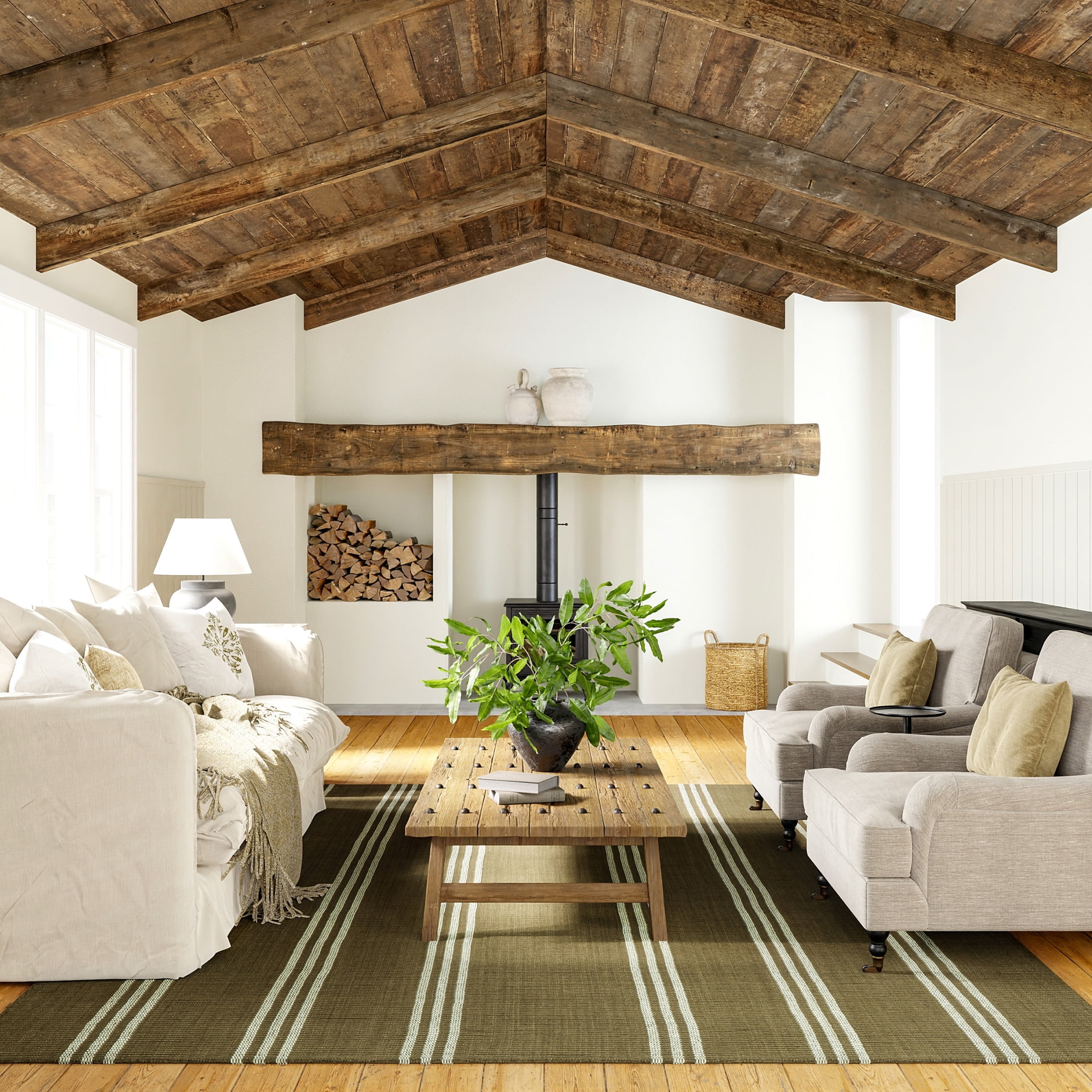 Handmade Olive Green Wool Rectangular Area Rug, 9' x 12'