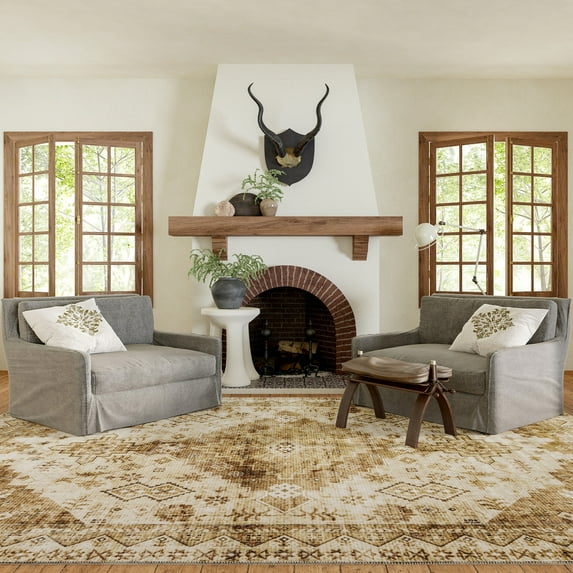 Jessamine Geometric Machine Washable Area Rug, 3' x 5', Dorota Tan