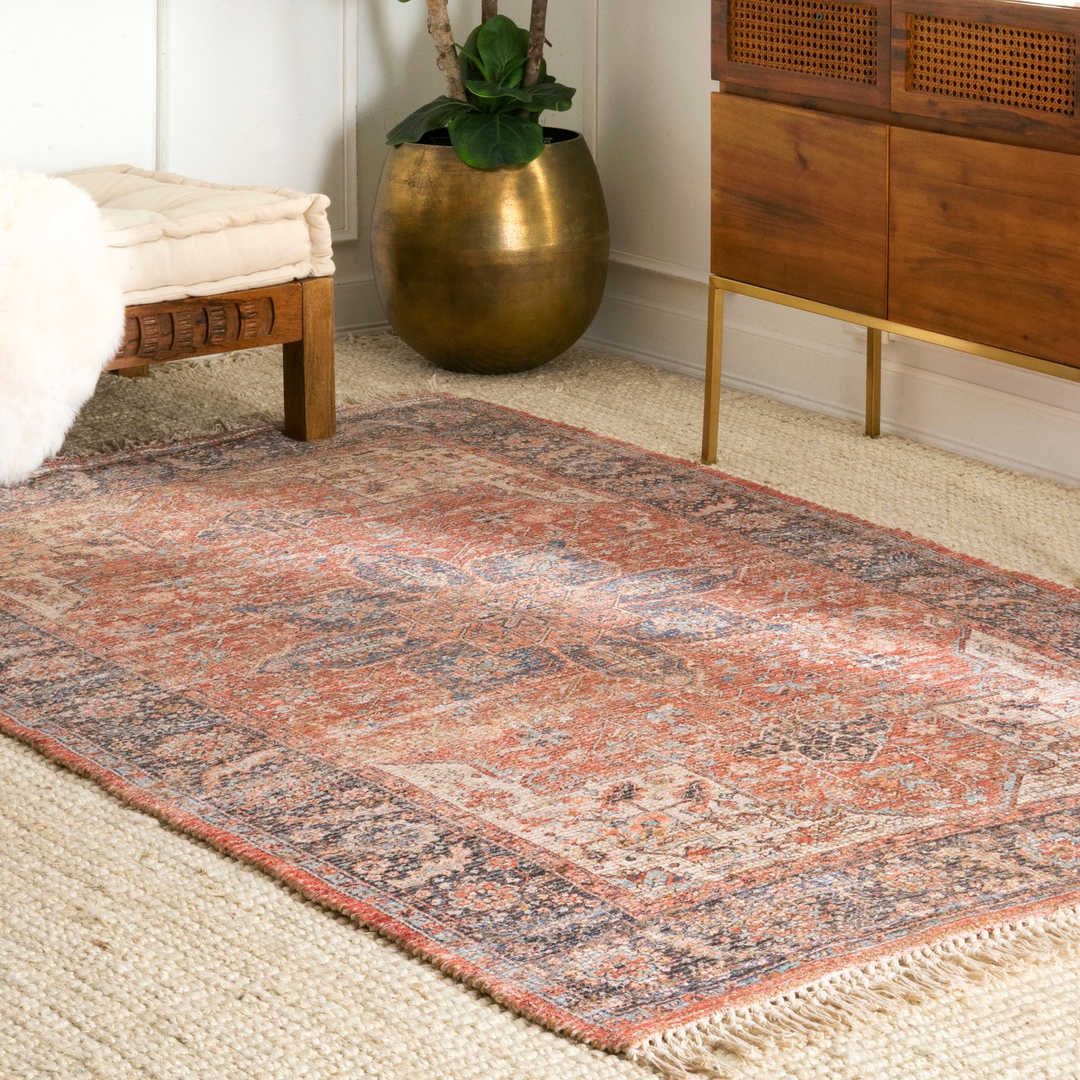 Rugs USA Lennox Persian Medallion Tassel Area Rug, 3' x 5', Luster Multicolor