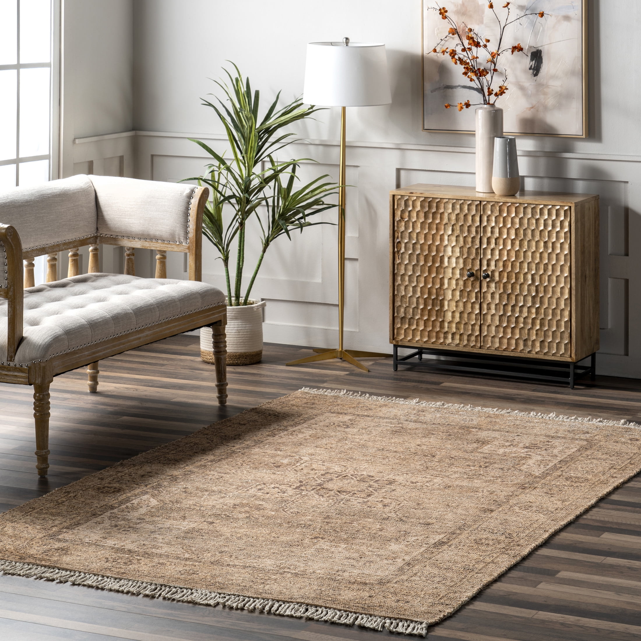 Rugs USA Lennox Persian Medallion Tassel Area Rug, 4' x 6 Rugs USA Lennox Persian Medallion Tassel Area Rug, 4' x 6