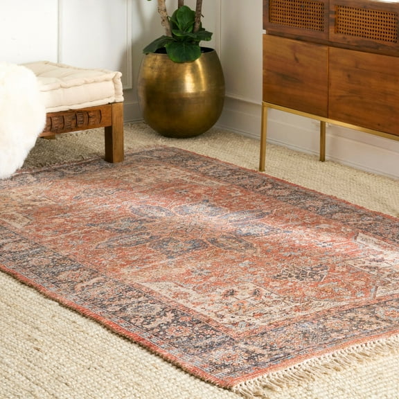 Rugs USA Lennox Persian Medallion Tassel Area Rug, 6' x 9', Luster Multicolor