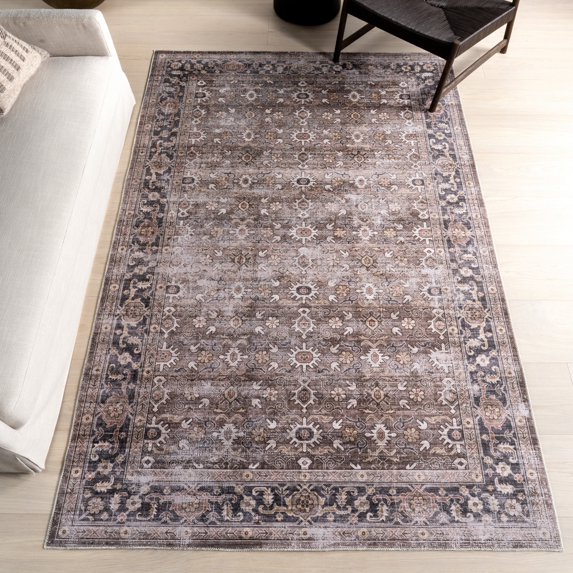 Rugs USA Myrtle Vintage Machine Washable Area Rug, 9' x 12', Gwyn Brown