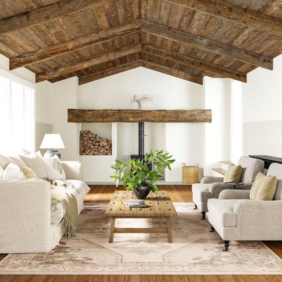 Rugs USA Nienna Wool and Cotton Area Rug, 3' x 5', Nienna Beige