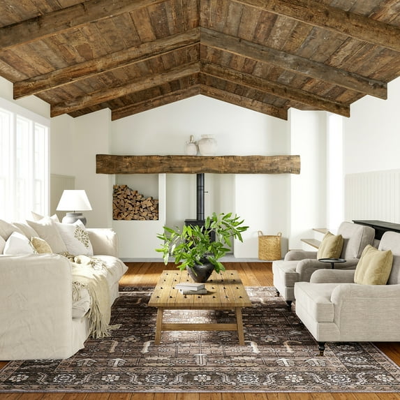 Rugs USA Redwood Vintage Machine Washable Area Rug, 10' x 13', Redwood Taupe