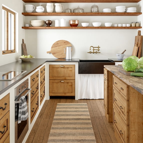 Sycamore Striped Jute Area Rug, 2' x 8', Runner, Sandy Natural