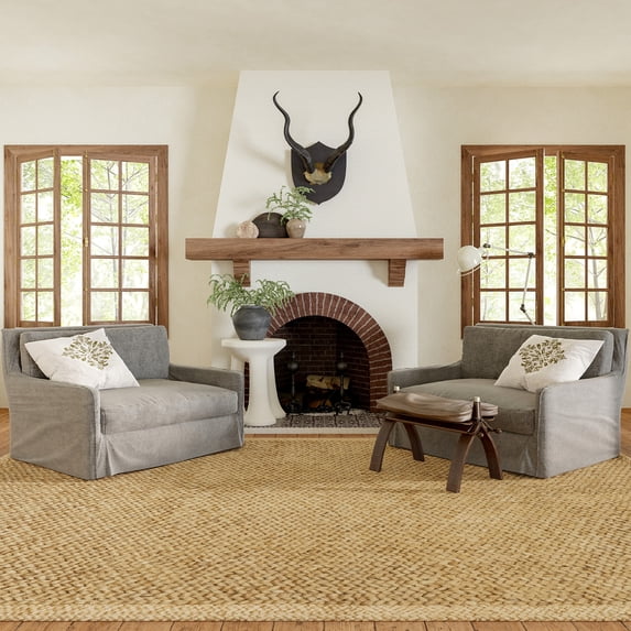 Rugs USA Willow Bordered Jute Area Rug, 5' x 8', Willow Natural