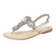 thumbnail image 1 of Lauren Lorraine Bahama Silver Gem Crystal Embellished Flat Thong Beach Sandals (Silver, 6), 1 of 6