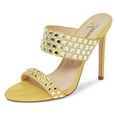 thumbnail image 1 of Lauren Lorraine Bing Yellow Open Toe High Heel Dress Mule Rhinestone Sandals (Yellow, 8.5), 1 of 5