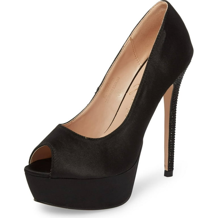 Lauren Lorraine Black Peep-Toe Platform Pump Super High Heel