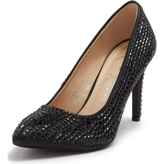 Lauren Lorraine Dazzle Rhinestone Embellished Pointed Toe Prom Wedding Pump (Black, 8)