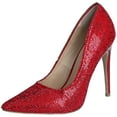 thumbnail image 1 of Lauren Lorraine Dori Rhinestone Pointed Toe High Heel Stiletto Formal Prom Pumps (Red, 6.5), 1 of 1
