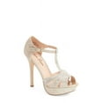 thumbnail image 1 of Lauren Lorraine Gale Dress Stiletto Rhinestone Peep Toe Nude Sparkle Pump, 1 of 1