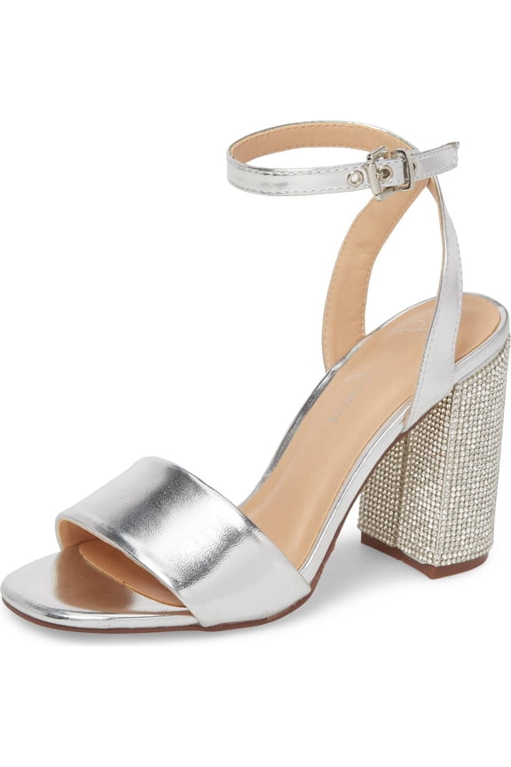 Julia Sandal Block Heel Crystal Ankle Strap Dress Prom Pumps (8)