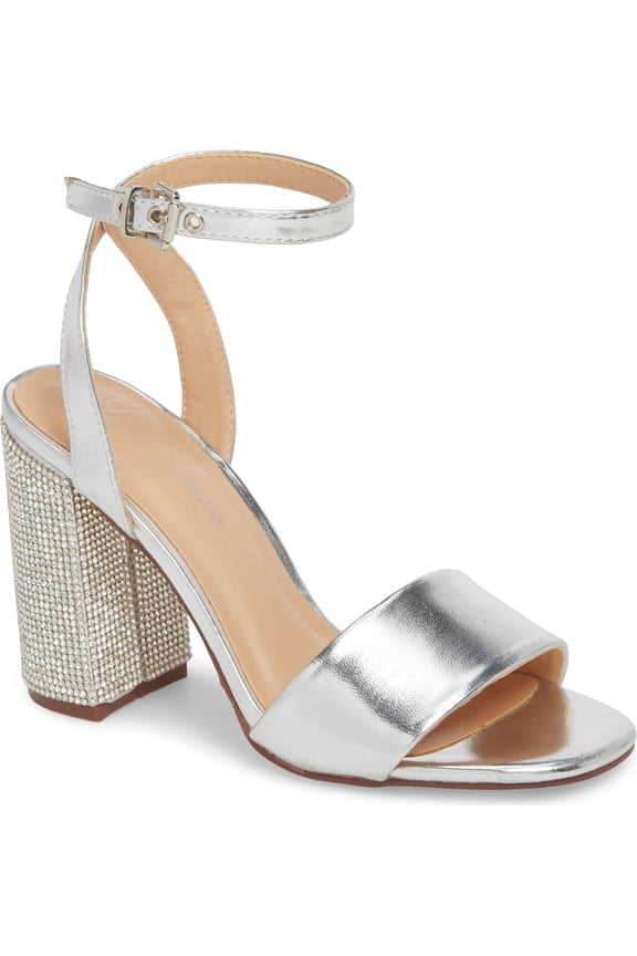 Julia Silver Sandal Crystal Mid Heel Formal Prom Dress Pumps (9)
