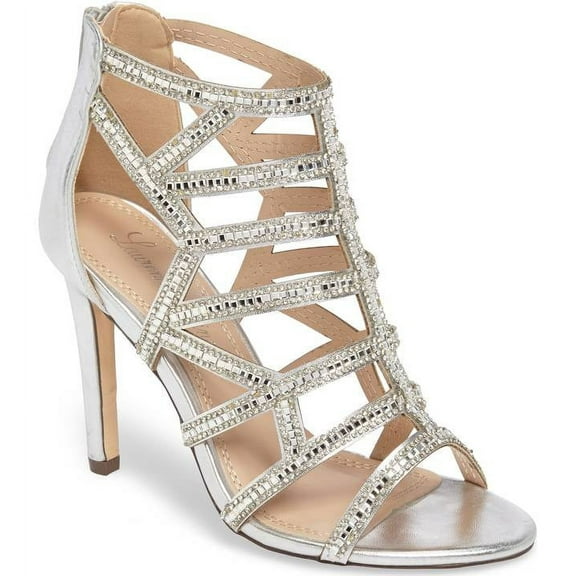 Lauren Lorraine Rae Sparkling crystals Caged Evening Dress Tapered Sandal (8, Black)