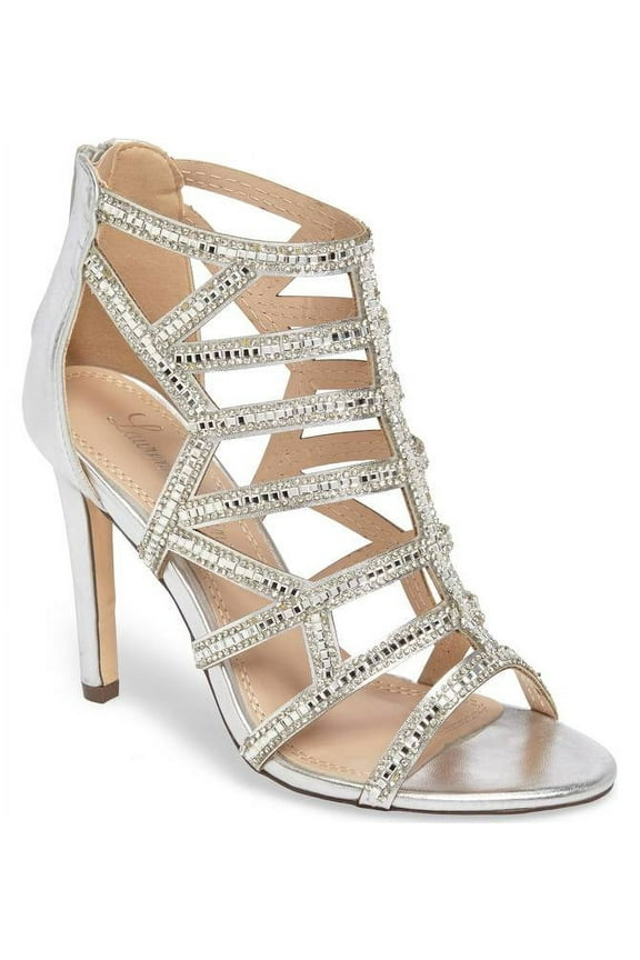 Rae Sparkling crystals Caged Evening Dress Tapered Sandal (8, Black)