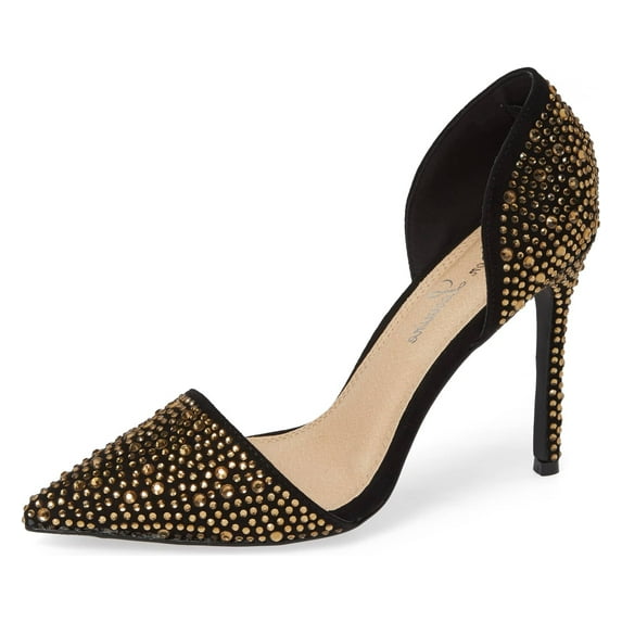 Lauren Lorraine Sari Black Crystal Embellished d'Orsay Pump Formal Pointed Toe (6)