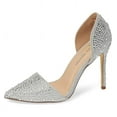 thumbnail image 1 of Lauren Lorraine Sari Silver Crystal Embellished D'Orsay Pointed Toe Formal Pumps (Silver Crystal, 6), 1 of 5