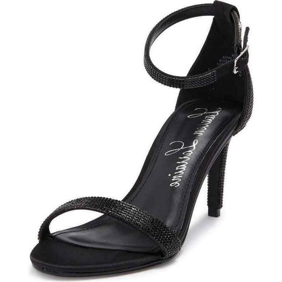 Lauren Lorraine Sondra Embellished Strap Ankle Strap Stiletto Heeled Sandals (Black, 11)
