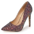 thumbnail image 1 of Lauren Lorraine Susan Black Multi Sparkling Glitter Pointy Toe Stiletto Pumps (Fuchia, 6), 1 of 6
