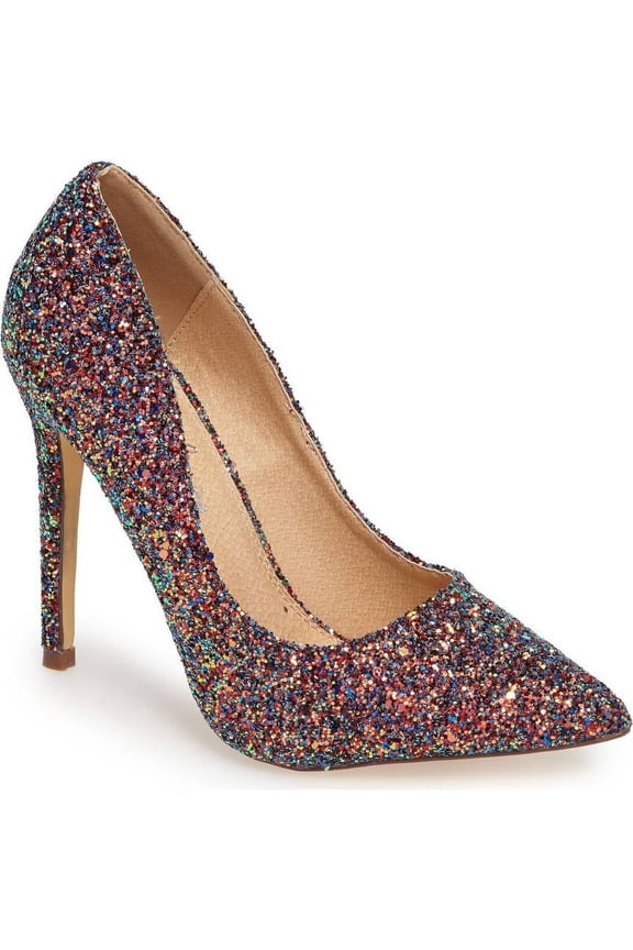 Fuchsia Multi Sparkling Glitter Pointy Toe Stiletto Pump (5.5)