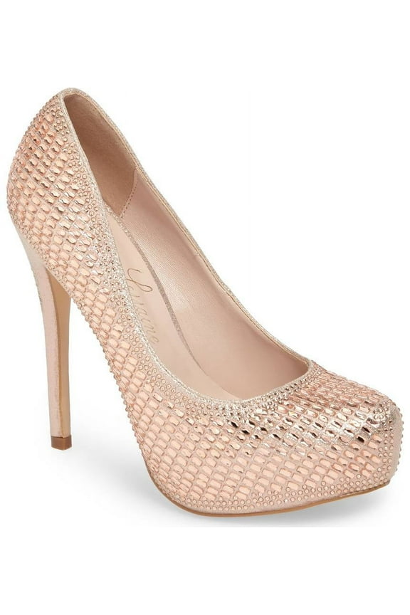 VAnna5 Rose Gold Platform Pump Embellished Shimmering Crystal (5.5)