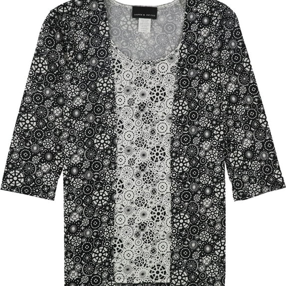 Lauren M. Petites Womens 2-Fer Pullover Blouse, Black, Petite, PXS