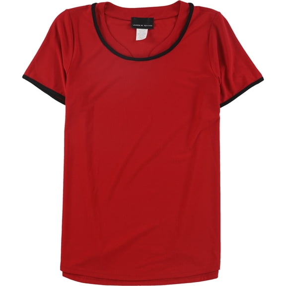Lauren M. Petites Womens Piped Pullover Blouse, Red, Petite, PXS