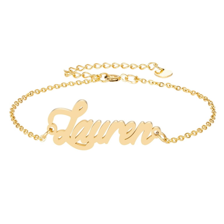 Lauren Name Bracelet Gold Dainty Initial Name Chain Bracelets for
