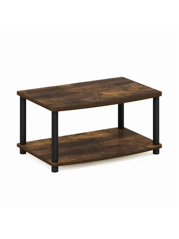 2-Tier Elevated TV Stands, Amber Pine and Black