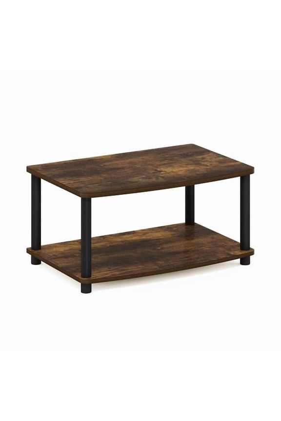 2-Tier Elevated TV Stands, Amber Pine and Black