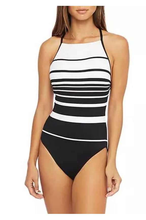 BLACK/WHITE Gradient Stripe Mio 1 Pc Swimsuit, US 6