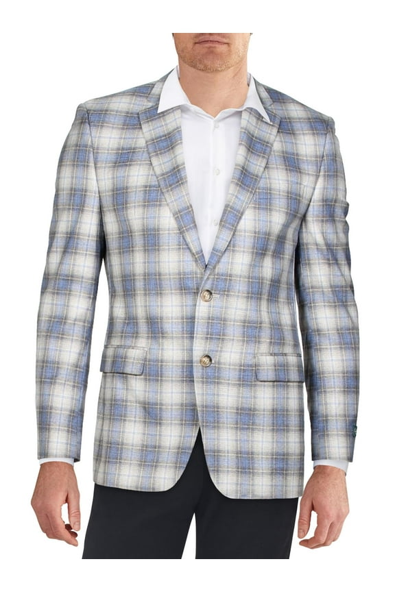 Blazer Men Suit Jacket Coat (Tan/Blue), Blue, 46T