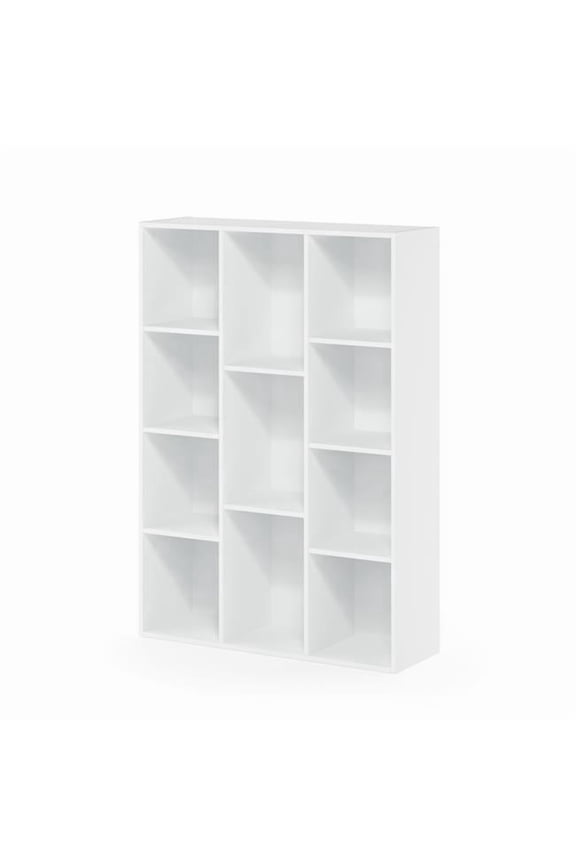 Bookcase with 11 Shelves, White