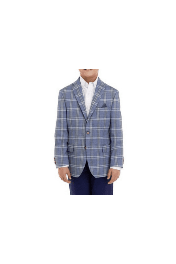 Boys 8-20 Windowpane Blazer, Light Blue, 20