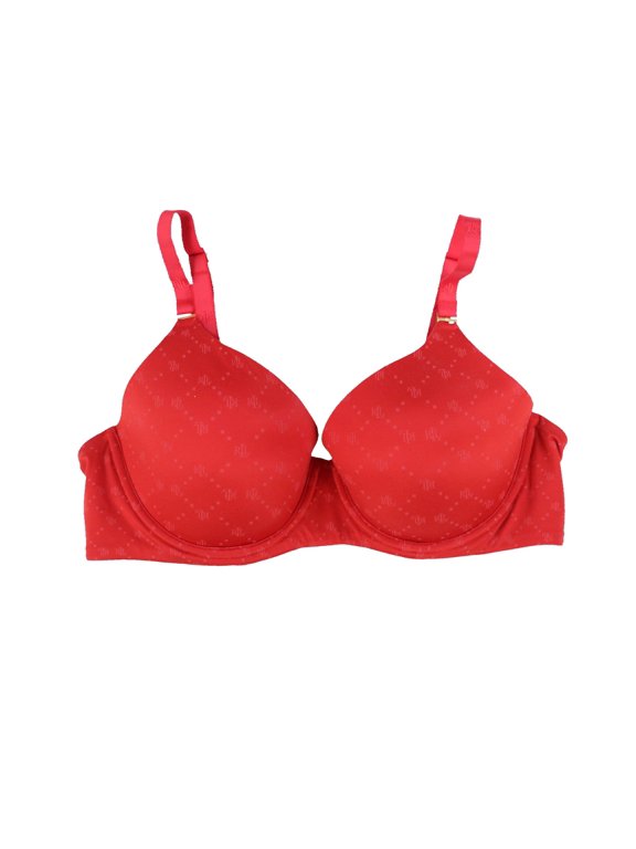 Lauren Ralph Lauren Womens Bra Logo Pattern Comfort Convertible Ruby Red 38C New
