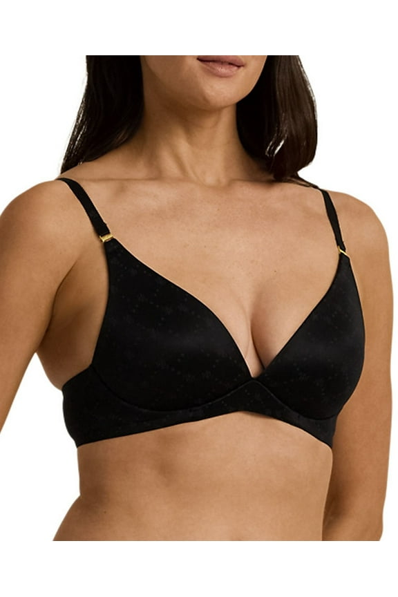 Comfort Collection Repeat-Logo Wireless T-Shirt Bra, 4L0069 - Black, Size 32C