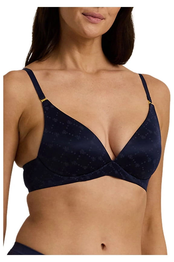 Comfort Collection Repeat-Logo Wireless T-Shirt Bra, 4L0069 - Navy, Size 38D