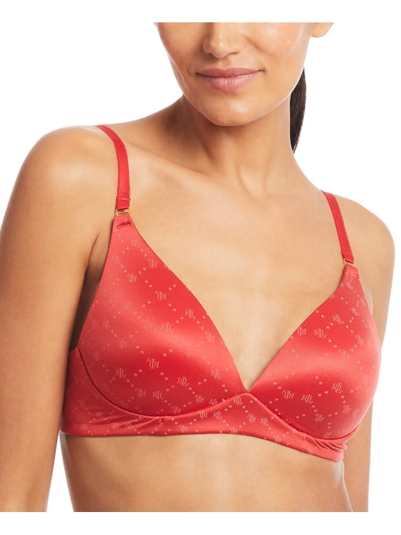 Comfort Collection Repeat-Logo Wireless T-Shirt Bra, 4L0069 - Ruby Red, Size 34D