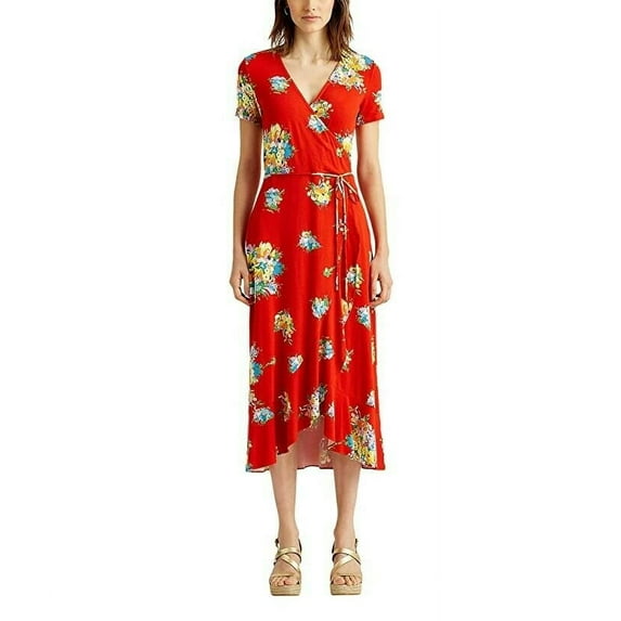 Lauren Ralph Lauren Floral a-Line Sleeve Dress Red Size XS MSRP $155