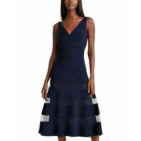 Lauren Ralph Lauren Lighthouse Navy Tulle-Panel A-Line Dress, Choose Sz: 6/ Lighthouse