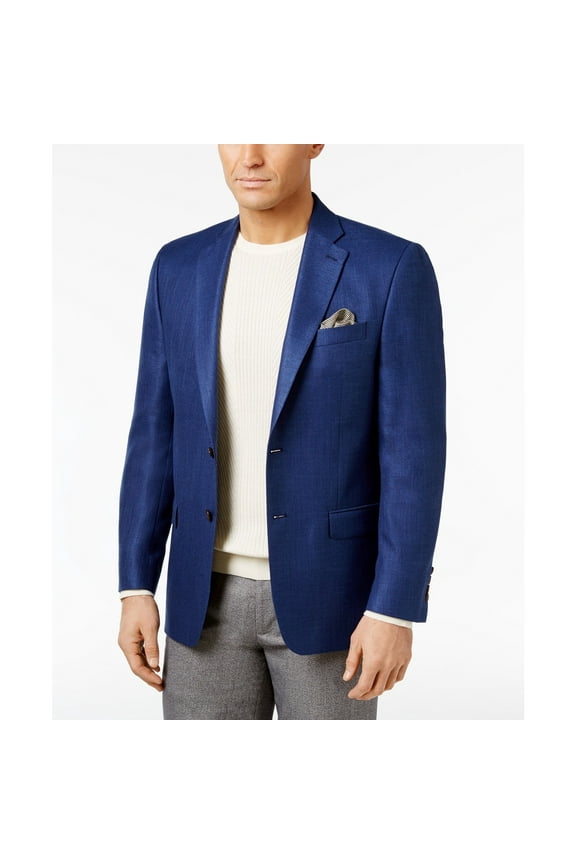 Men Classic-Fit Neat UltraFlex Sport Coat Blue 36S B4HP $295