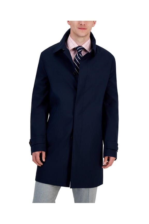 Men's Classic Fit Solid Raincoat Coat Blue 36S