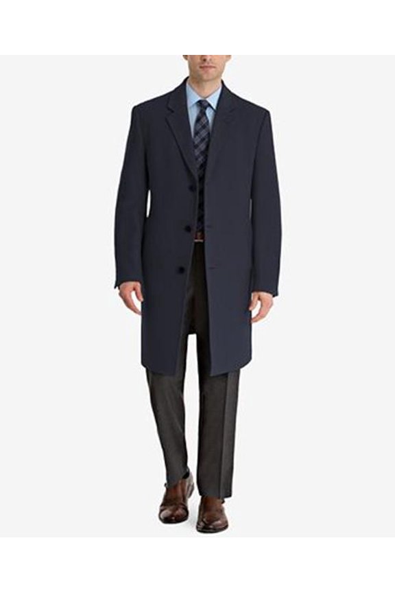 Mens Luther Luxury Wool Blend Overcoat Coat Blue 42R